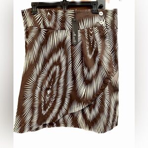 Willi Smith wrap brown and cream fully lined skirt size 10. NWT